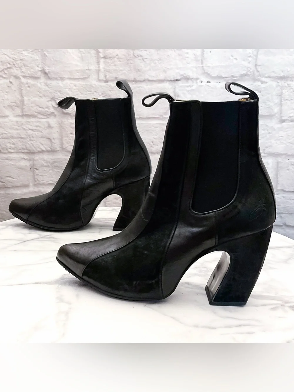 John Fluevog Fast Cars Le Mans Platform Chelsea Boots Black 8 EUC
